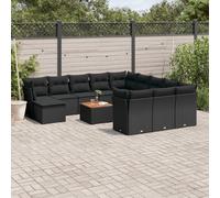 vidaXL Set Divani da Giardino 13pz con Cuscini Nero in Polyrattan