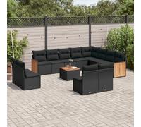 vidaXL Set Divani da Giardino 13pz con Cuscini Nero in Polyrattan