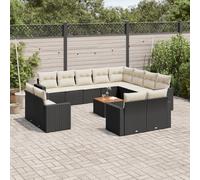 vidaXL Set Divani da Giardino 13pz con Cuscini Nero in Polyrattan