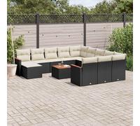 vidaXL Set Divani da Giardino 13pz con Cuscini Nero in Polyrattan