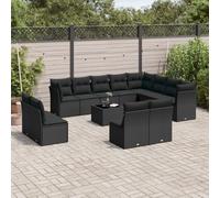 vidaXL Set Divani da Giardino 13pz con Cuscini Nero in Polyrattan
