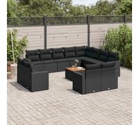 vidaXL Set Divani da Giardino 13pz con Cuscini Nero in Polyrattan