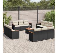 vidaXL Set Divani da Giardino 13pz con Cuscini Nero in Polyrattan