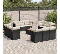 vidaXL Set Divani da Giardino 13pz con Cuscini Nero in Polyrattan