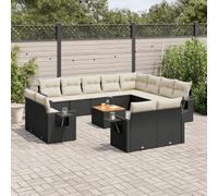 vidaXL Set Divani da Giardino 13pz con Cuscini Nero in Polyrattan