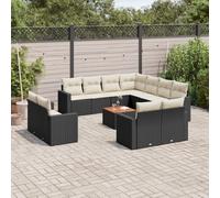 vidaXL Set Divani da Giardino 13pz con Cuscini Nero in Polyrattan