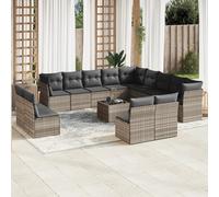 vidaXL Set Divani da Giardino 14pz con Cuscini in Polyrattan