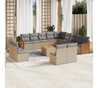 vidaXL Set Divani da Giardino 14pz con Cuscini in Polyrattan Beige