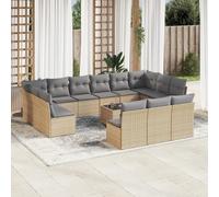 vidaXL Set Divani da Giardino 14pz con Cuscini in Polyrattan Beige