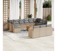 vidaXL Set Divani da Giardino 14pz con Cuscini in Polyrattan Beige