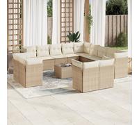vidaXL Set Divani da Giardino 14pz con Cuscini in Polyrattan Beige