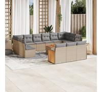 vidaXL Set Divani da Giardino 14pz con Cuscini in Polyrattan Beige