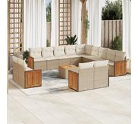 vidaXL Set Divani da Giardino 14pz con Cuscini in Polyrattan Beige