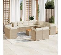 vidaXL Set Divani da Giardino 14pz con Cuscini in Polyrattan Beige