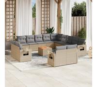 vidaXL Set Divani da Giardino 14pz con Cuscini in Polyrattan Beige