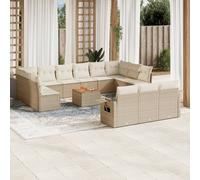 vidaXL Set Divani da Giardino 14pz con Cuscini in Polyrattan Beige