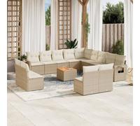 vidaXL Set Divani da Giardino 14pz con Cuscini in Polyrattan Beige