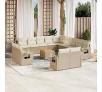 vidaXL Set Divani da Giardino 14pz con Cuscini in Polyrattan Beige
