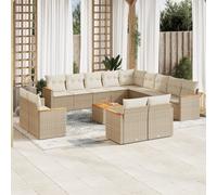 vidaXL Set Divani da Giardino 14pz con Cuscini in Polyrattan Beige
