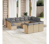 vidaXL Set Divani da Giardino 14pz con Cuscini in Polyrattan Beige