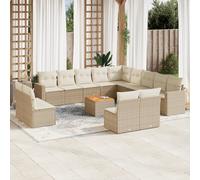 vidaXL Set Divani da Giardino 14pz con Cuscini in Polyrattan Beige