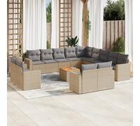 vidaXL Set Divani da Giardino 14pz con Cuscini in Polyrattan Beige