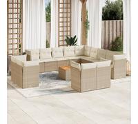 vidaXL Set Divani da Giardino 14pz con Cuscini in Polyrattan Beige