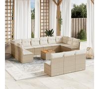 vidaXL Set Divani da Giardino 14pz con Cuscini in Polyrattan Beige