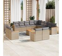 vidaXL Set Divani da Giardino 14pz con Cuscini in Polyrattan Beige