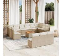 vidaXL Set Divani da Giardino 14pz con Cuscini in Polyrattan Beige