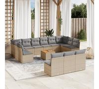 vidaXL Set Divani da Giardino 14pz con Cuscini in Polyrattan Beige