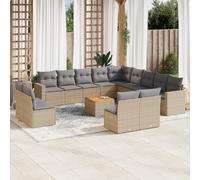 vidaXL Set Divani da Giardino 14pz con Cuscini in Polyrattan Beige