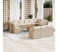 vidaXL Set Divani da Giardino 14pz con Cuscini in Polyrattan Beige