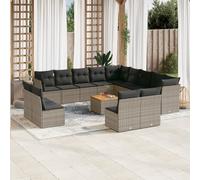 vidaXL Set Divani da Giardino 14pz con Cuscini in Polyrattan Grigio