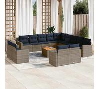 vidaXL Set Divani da Giardino 14pz con Cuscini in Polyrattan Grigio