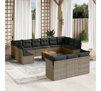 vidaXL Set Divani da Giardino 14pz con Cuscini in Polyrattan Grigio