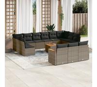 vidaXL Set Divani da Giardino 14pz con Cuscini in Polyrattan Grigio