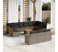 vidaXL Set Divani da Giardino 14pz con Cuscini in Polyrattan Grigio