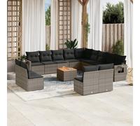 vidaXL Set Divani da Giardino 14pz con Cuscini in Polyrattan Grigio