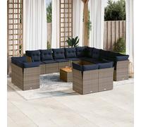 vidaXL Set Divani da Giardino 14pz con Cuscini in Polyrattan Grigio