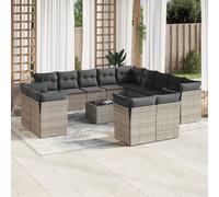 vidaXL Set Divani da Giardino 14pz con Cuscini in Polyrattan Grigio