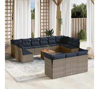 vidaXL Set Divani da Giardino 14pz con Cuscini in Polyrattan Grigio