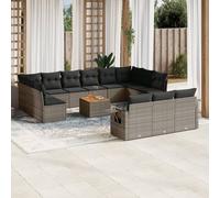 vidaXL Set Divani da Giardino 14pz con Cuscini in Polyrattan Grigio