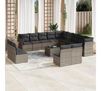 vidaXL Set Divani da Giardino 14pz con Cuscini in Polyrattan Grigio
