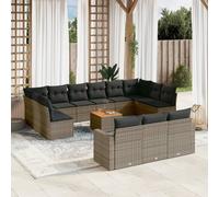 vidaXL Set Divani da Giardino 14pz con Cuscini in Polyrattan Grigio
