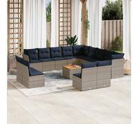 vidaXL Set Divani da Giardino 14pz con Cuscini in Polyrattan Grigio