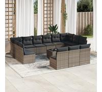 vidaXL Set Divani da Giardino 14pz con Cuscini in Polyrattan Grigio