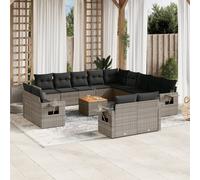 vidaXL Set Divani da Giardino 14pz con Cuscini in Polyrattan Grigio