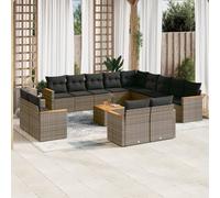vidaXL Set Divani da Giardino 14pz con Cuscini in Polyrattan Grigio