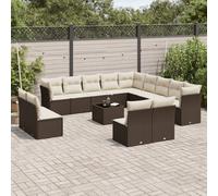vidaXL Set Divani da Giardino 14pz con Cuscini in Polyrattan Marrone